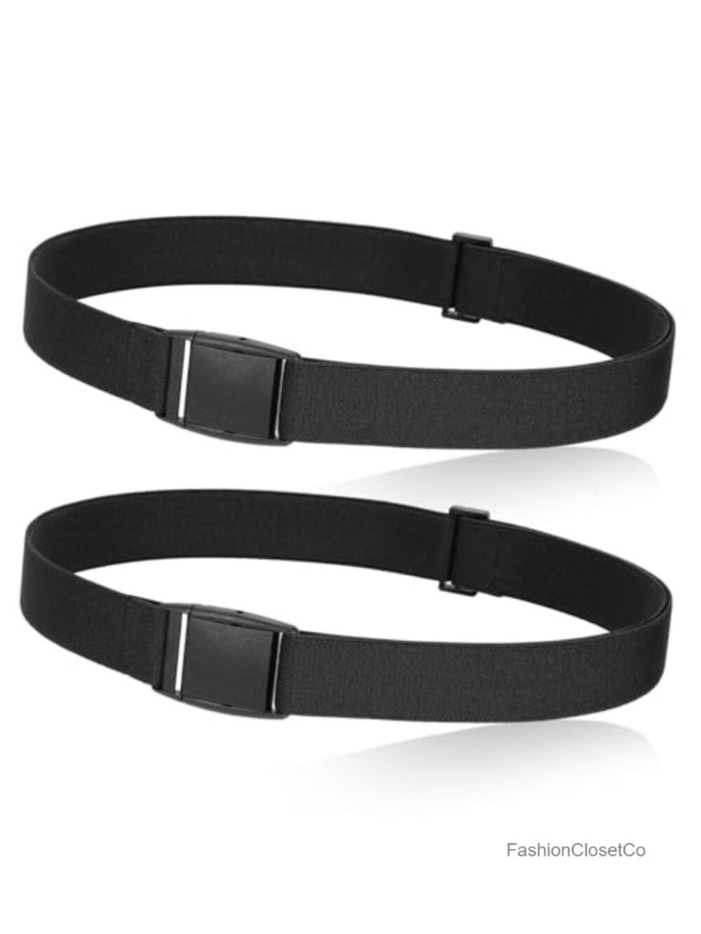 No Show Invisible Elastic Stretch Belt with Flat Buckle for Jeans, Dresses